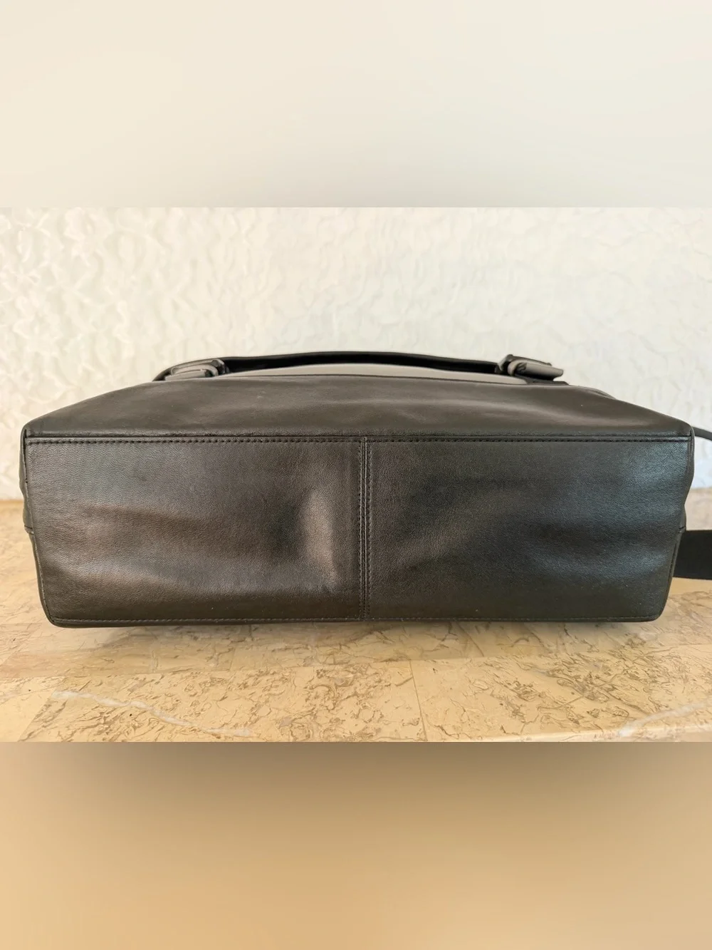 COACH Men's Black Leather Messenger Bag - Modern Commuter Satchel